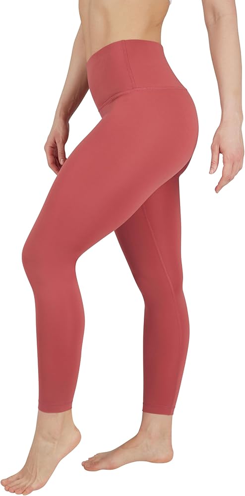 High Waist Squat Proof Soft Printed Leggings for Women — Terracotta