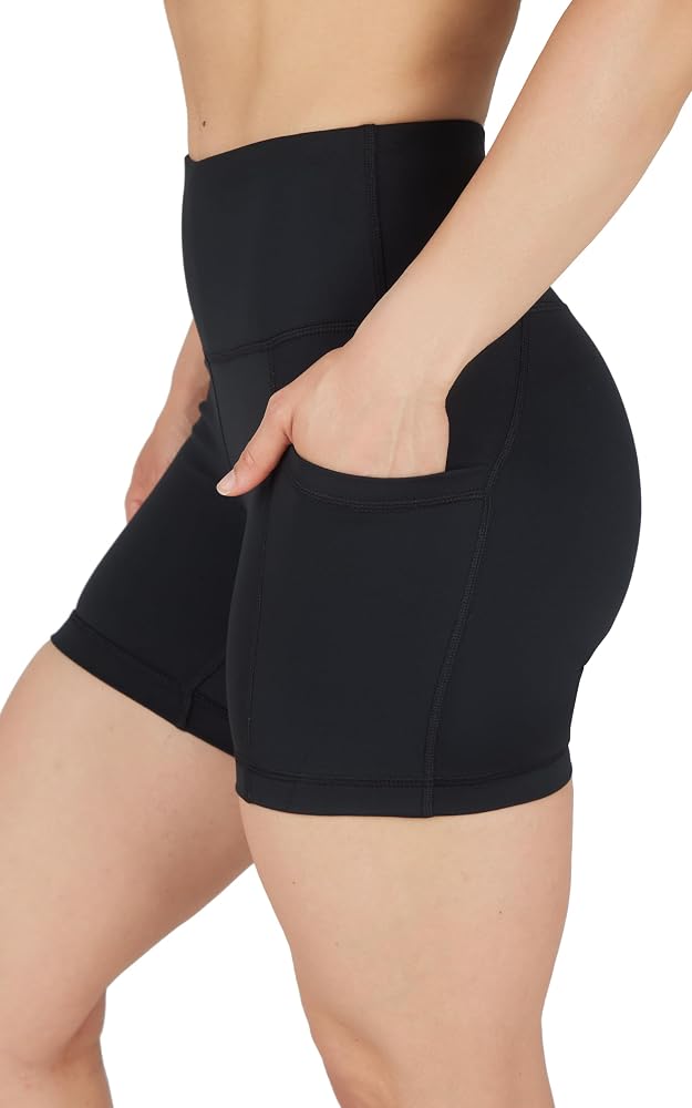 Womens High Waisted Biker Shorts Workout Running Spandex Yoga Shorts 3.5" — Black 5