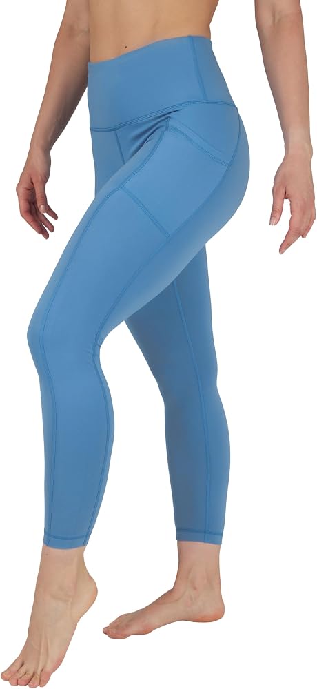 Womens High Waisted Leggings Squat Proof Workout Running Yoga Pants — Faded Denim Lux