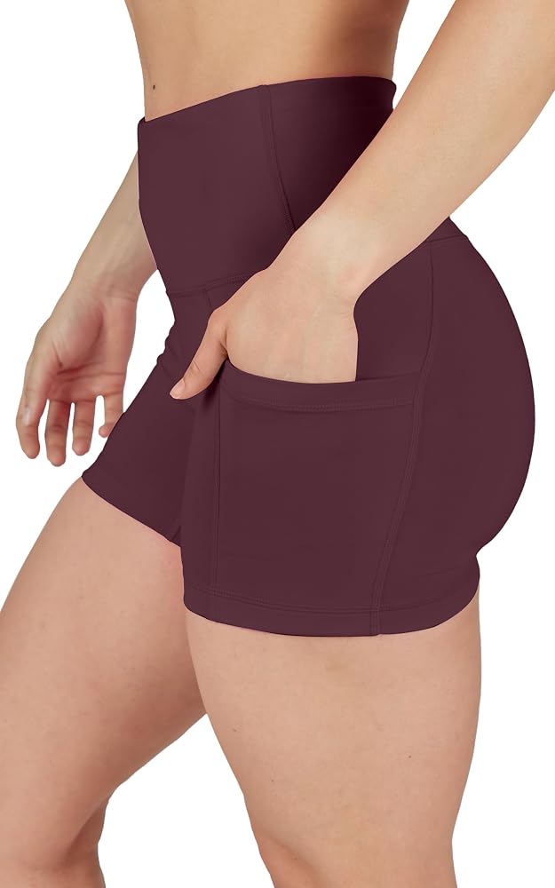 Womens High Waisted Biker Shorts Workout Running Spandex Yoga Shorts 3.5" — Windsor Wine 3.5