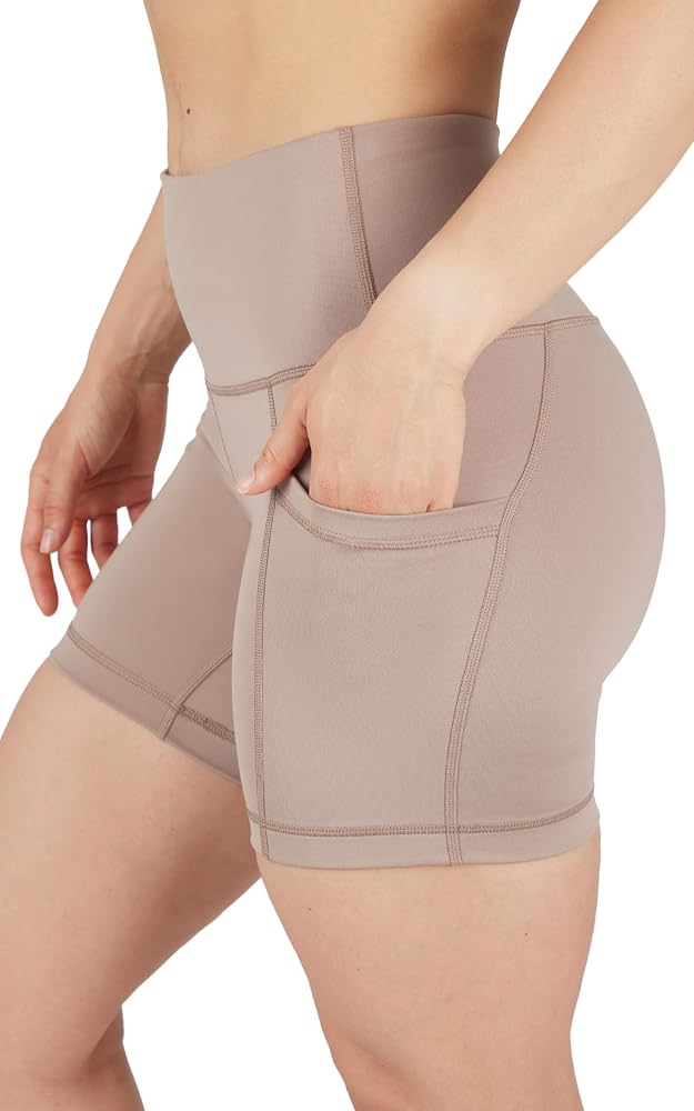 Womens High Waisted Biker Shorts Workout Running Spandex Yoga Shorts 3.5" — Leafless Tree 5
