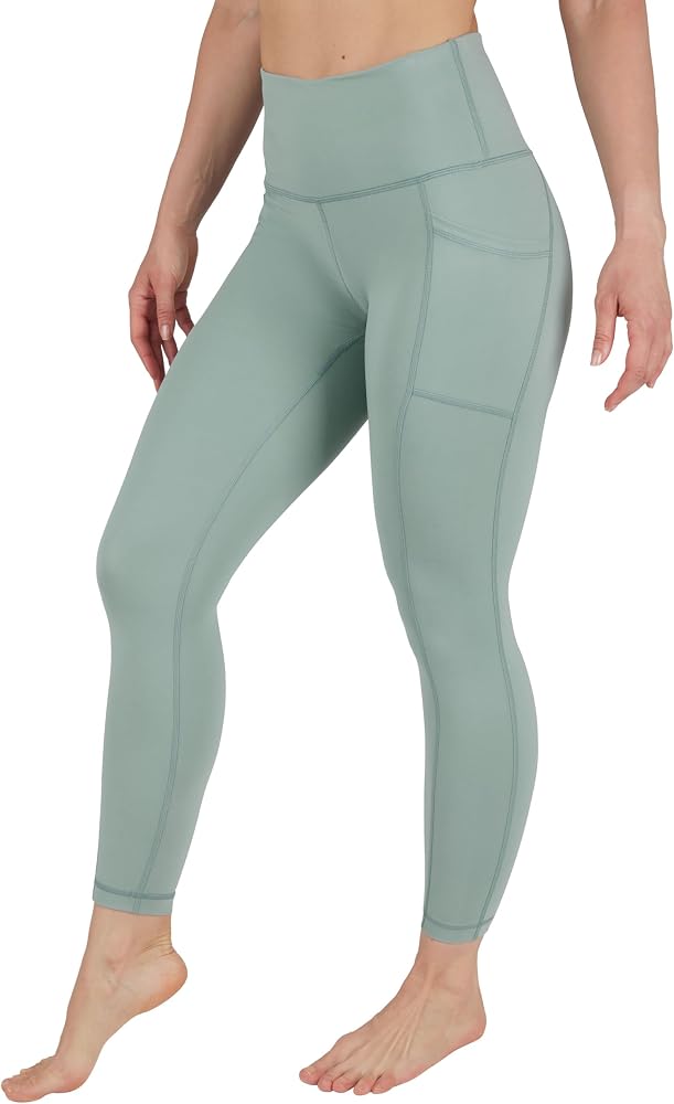 High Waist Ultra Soft 7/8 Ankle Length Leggings with Pockets for Women — Green Milieu Lux