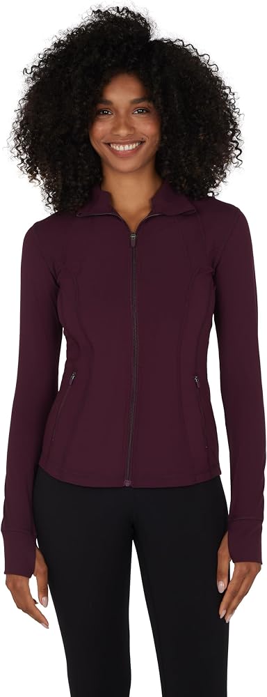 Womens Ultra Soft Lightweight Full Zip Yoga Jacket with Pockets — Cabernet Nude Tech