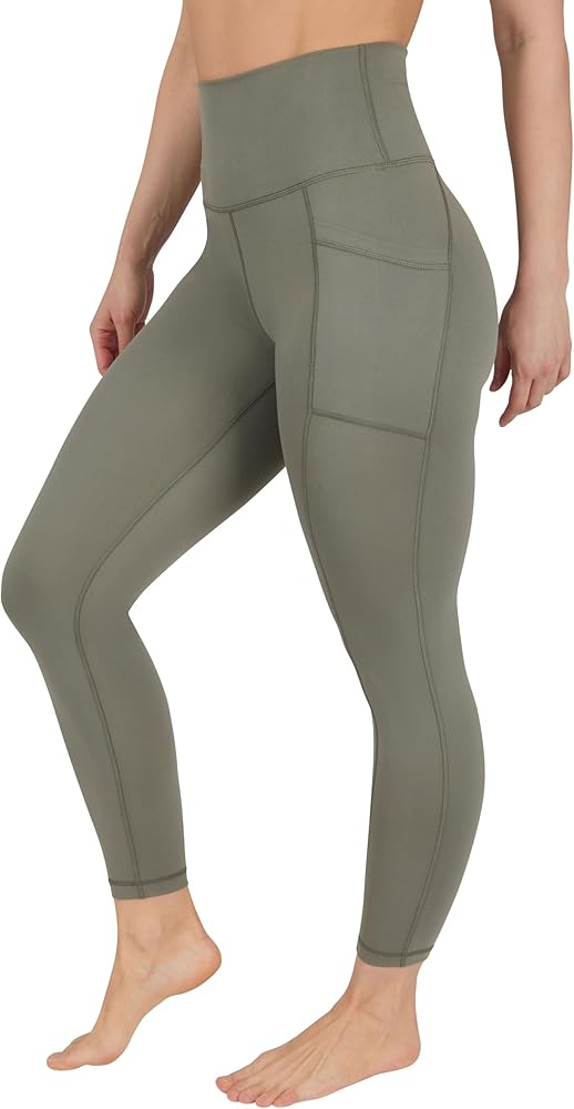 High Waist Ultra Soft 7/8 Ankle Length Leggings with Pockets for Women — Mulled Basil W/Pocket
